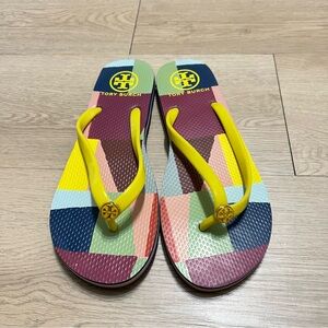 Tory Burch Yellow Strap Multicolor Insole Flip Flop